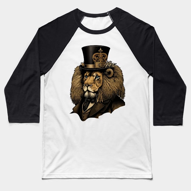 Lion wearing top hat Baseball T-Shirt by K3rst